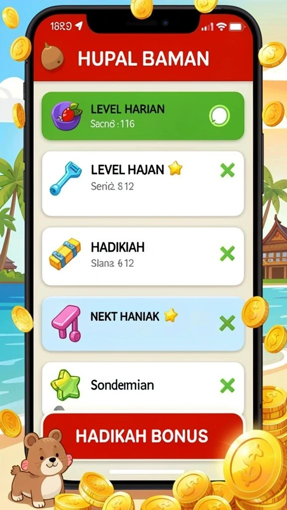 Tampilan karakter yang menarik dan berwarna.