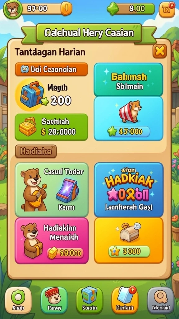 Sistem reward yang memotivasi pemain untuk terus bermain.