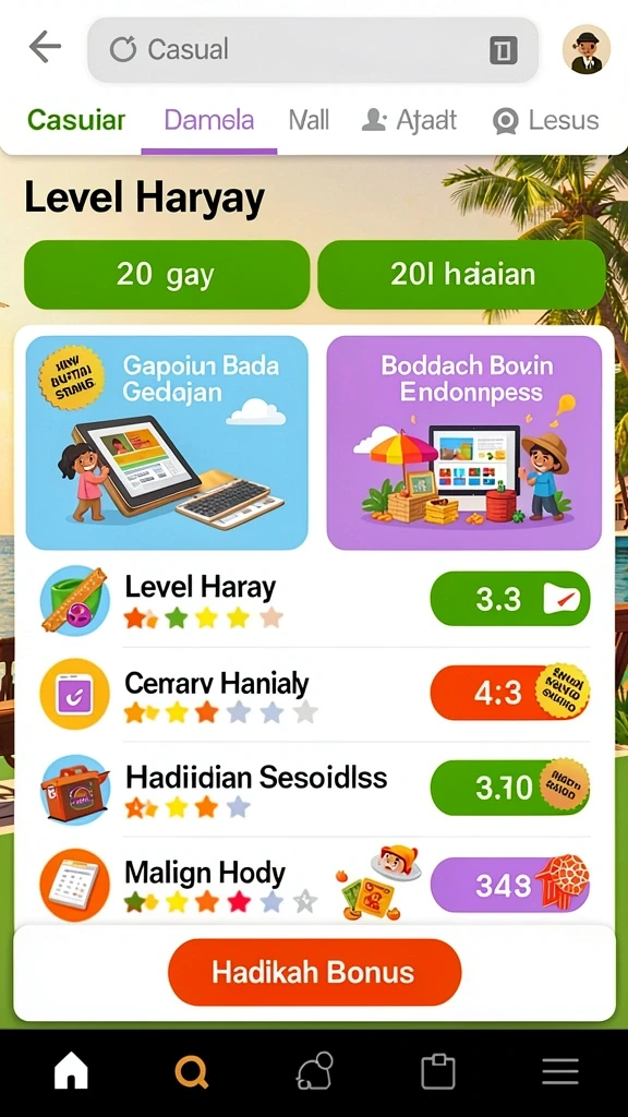 Beragam karakter dan item yang dapat diperoleh.